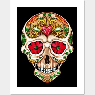 Sugar skull fancy vintage and gems day of the dead. Posters and Art